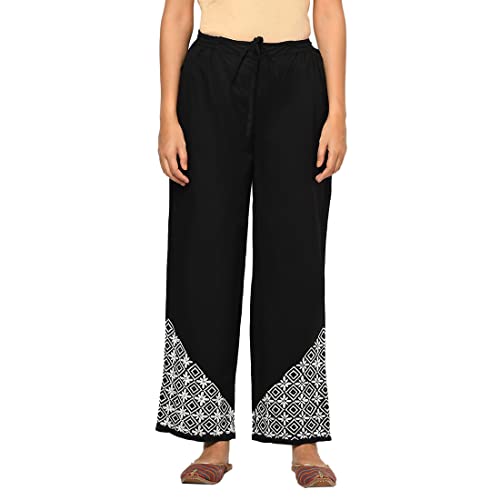 Fabindia Women Cambric Casual Pant Cotton_S Black