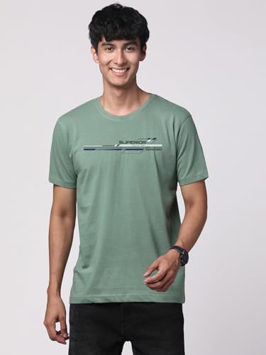 ADRO Men's Graphic Printed 100% Cotton T-Shirt - Regular Fit, Printed T-Shirts for Men (RN24-RAC-PT_Pista)