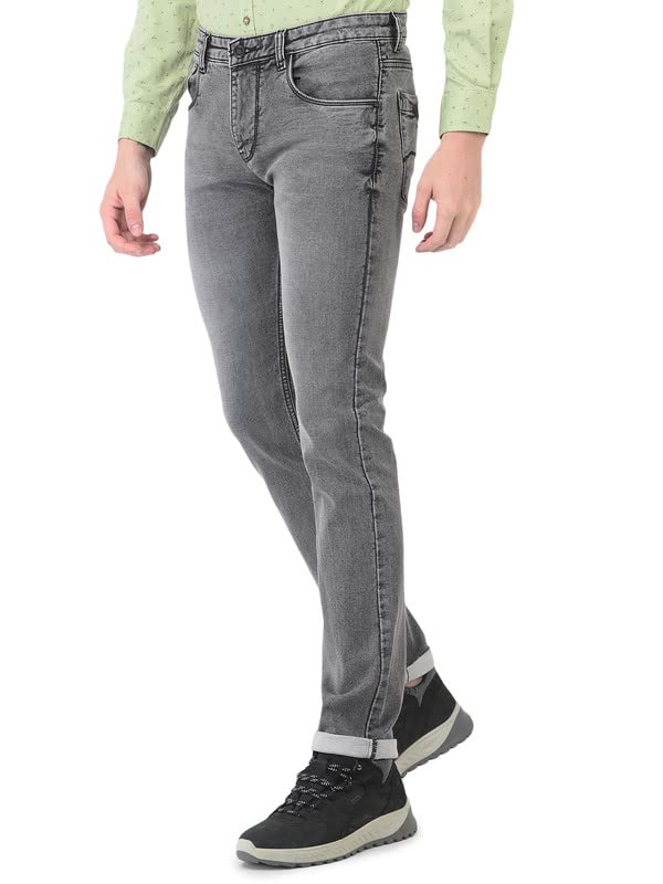 Turtle Men Light Grey Narrow Fit Solid Jeans