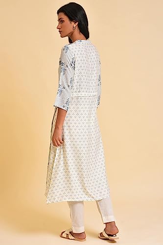 W for Woman Women's Rayon Printed Regular Kurta