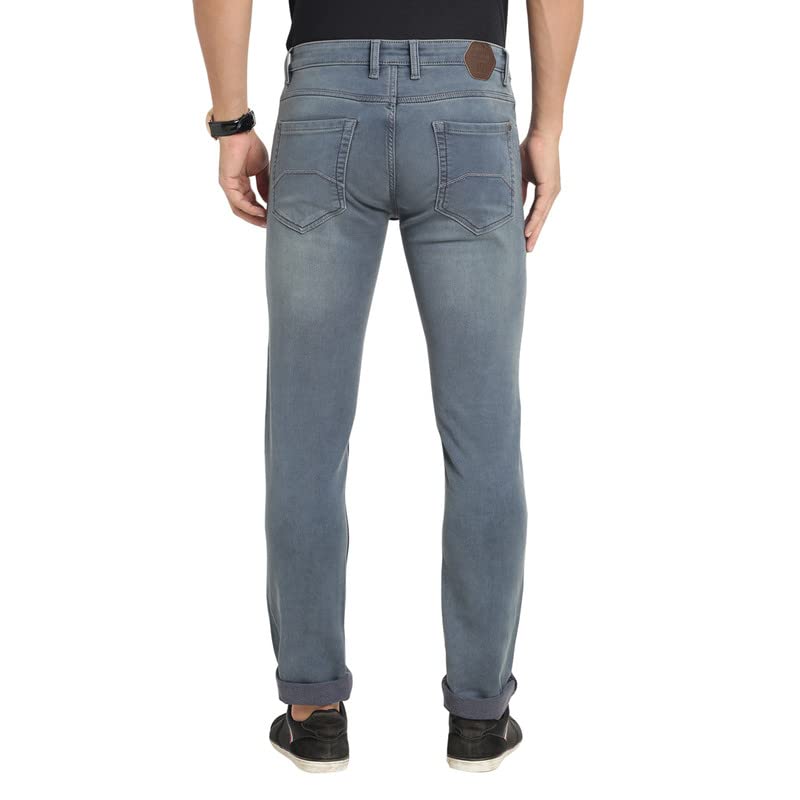 Turtle Men Cotton Light Blue Narrow Fit Solid Stretchable Jeans