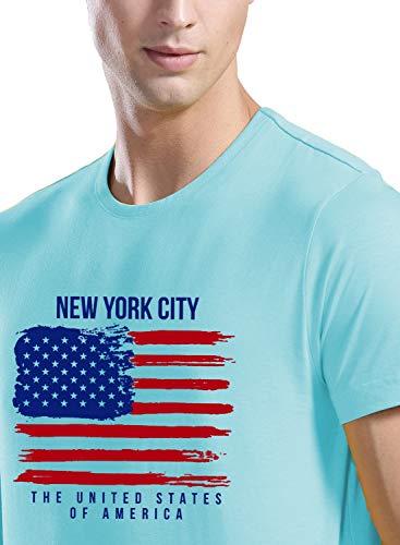 ADRO Men's USA American Flag Printed Cotton T-Shirts (RNR-M-NWW-MI_Mint)