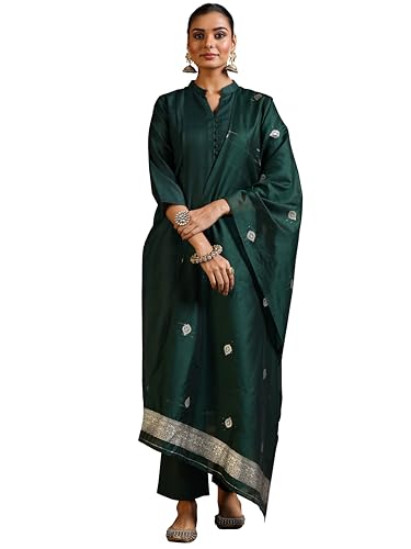 Libas Womens Silk Blend Kurta Set (39043_Green