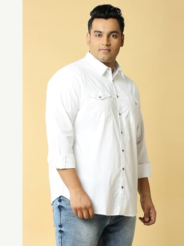 Thomas Scott Mens | Full Sleeve | Solid | Double Pockets | Regular Fit | Plus Size | 100% Cotton | Spread Collar | Casual | Shir