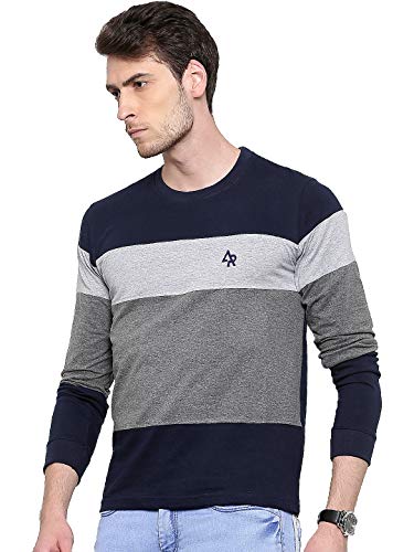 ADRO Men's Stylish Cotton Full Sleeve T-Shirt (FR3-M-4ST-NB_Navy)