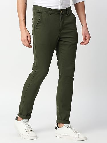 Thomas Scott Mens Solid Regular Fit Trouser Dark Green