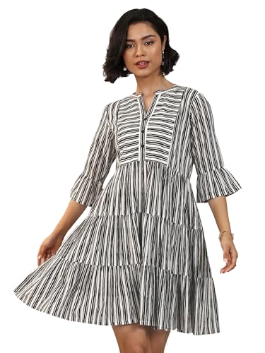 Libas WomenS Cotton Midi Knee Length Dresses (29444O Black