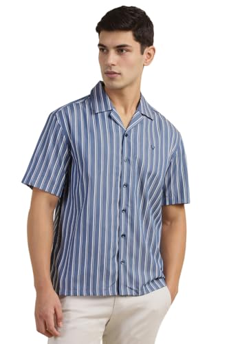 Allen Solly Men Relaxed Fit Striped Casual Cotton Half Sleeve Shirt