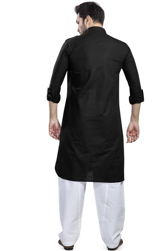 Be Active MenS Solid Pathani Black Kurta Set || Men Kurta Pajama || Men Kurta Pajama Set || Kurta Pajama For Men (Rfsp0002 1 (B