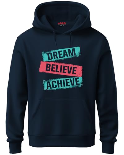 ADRO Mens Cotton Neck Hooded Sweatshirt (H21-M-DBA-NB_Navy_XL)