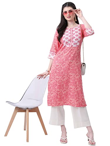 Ketch Women'S Polyester Regular Dress Shirt (Khku000313_Pink/Orange