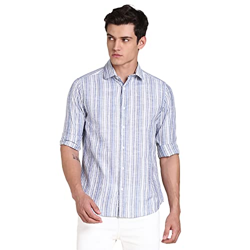 Dennis Lingo Blue MenS Slim Fit Casual Shirt