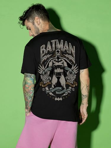 Bewakoof X Official Dc Comics Merchandise MenS The Dark Knight Graphic Printed Cotton T-Shirt - Regular Fit, Round Neck, Half S