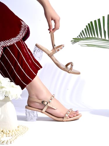 Shoetopia Embellished Rhinstone Silver Heeled Sandals For Women & Girls /Eu38