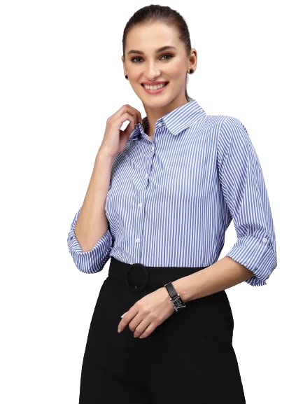 Style Quotient Women Blue Striped Shirt