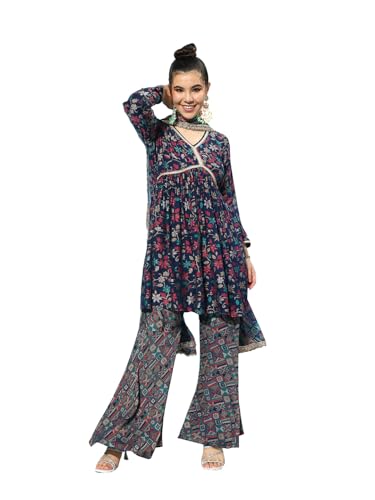 Libas WomenS Silk Blend Kurta Sets (34656_Navy Blue