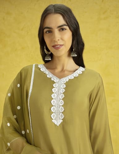 Kaari Roman Silk Womens Kurta Set (KAAAW24WSKD-78860_Elaichi Green