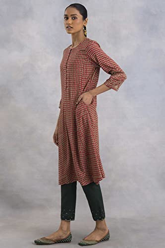 W for Woman Pink Hand Block Print Flared Kurta