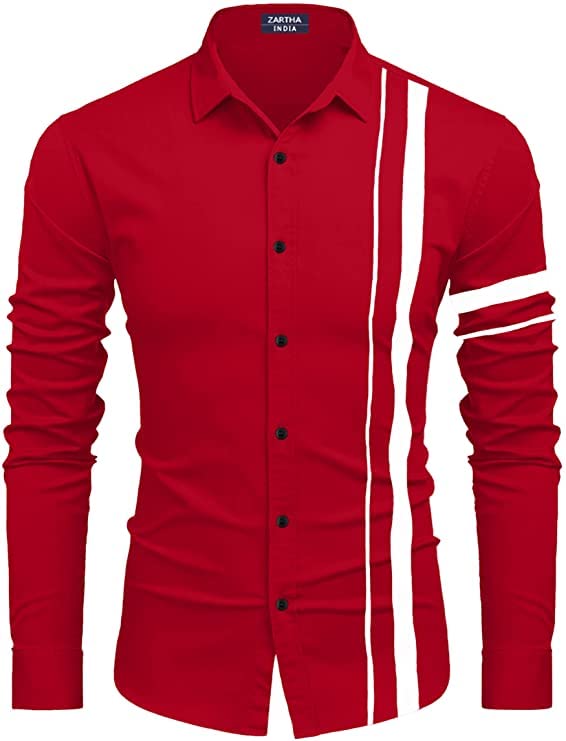 Bellstone Mens Solid Regular Fit Shirt (B-8200_Red