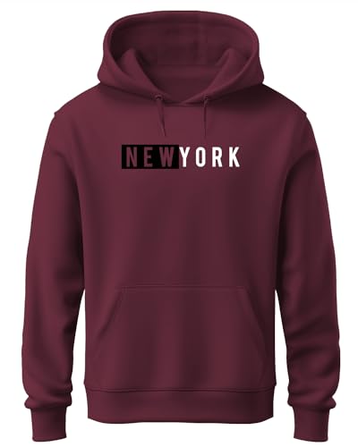 ADRO Mens Cotton Neck Hooded Sweatshirt (H20-M-NKY-MR_Maroon_XL)