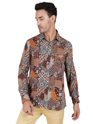Kotty Mens Printed Rayan Full Sleeves Shirts(Multicolor,S)