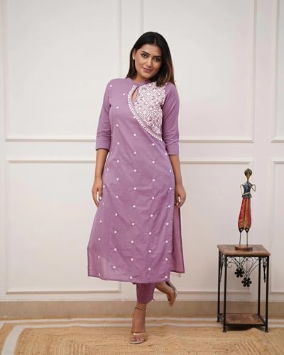 FABNEX Kurta Set for Women | Women Embroidered Kurta Set | Women Kurta Sets Kurtis | Women Kurta Pant Set (K-34-38) (in, Alpha,
