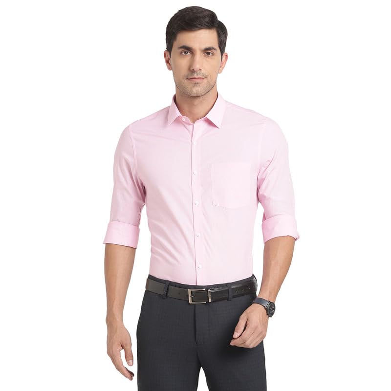 Turtle Men Pure Cotton Solid Slim Fit Formal Shirts Pink