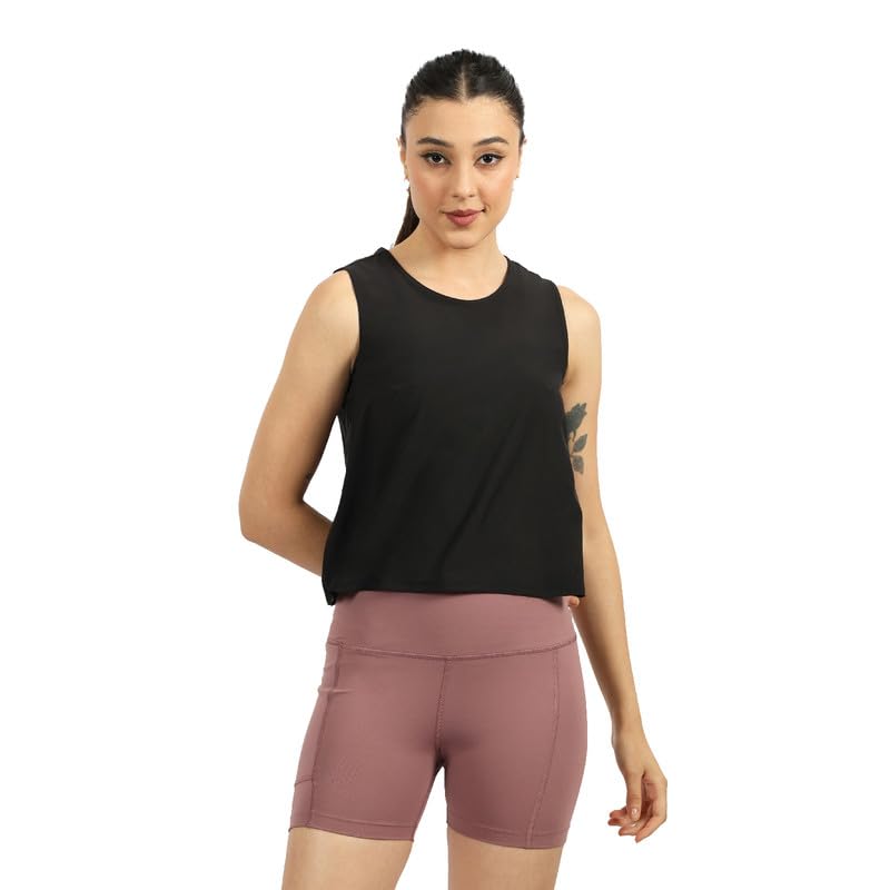 Do It All Tank | Back Mesh Panel for Ventilation | Relaxed fit | High Neck | Side Slits | Anti Odor + Sweat Wicking