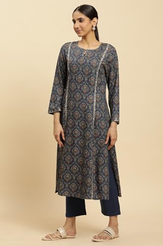 W for Woman Women's Viscose Booti Regular Kurta & Straight Pant