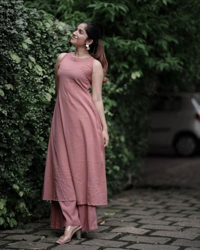 ANNI DESIGNER Women's Rayon Blend Anarkali Solid Kurta with Palazzo