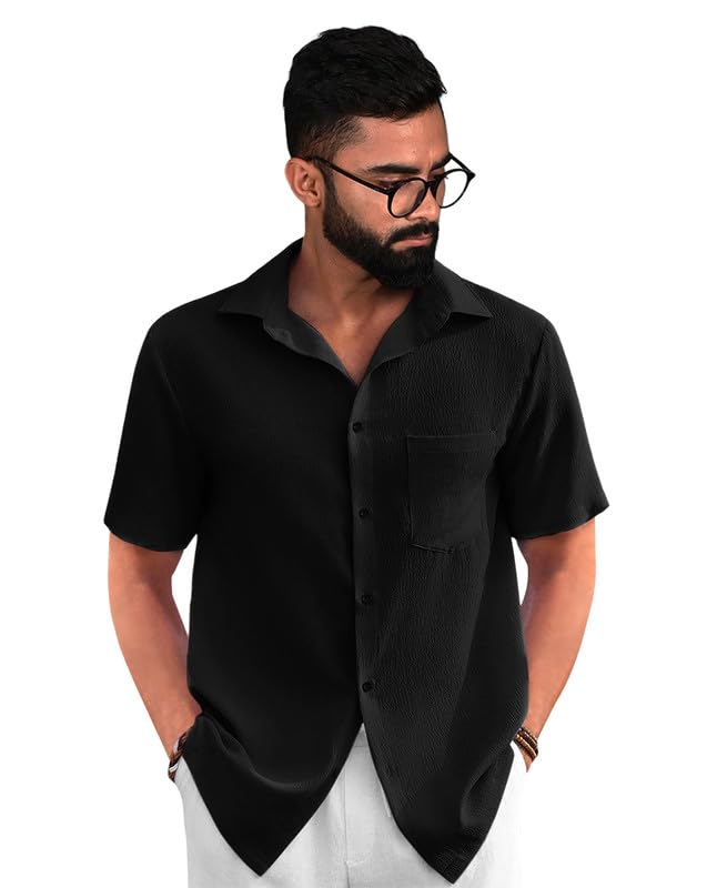 Tee Projekt Textured Shirts for Men || Casual Shirt for Men || Comfortable and Stylish for Every Wardrobe Black