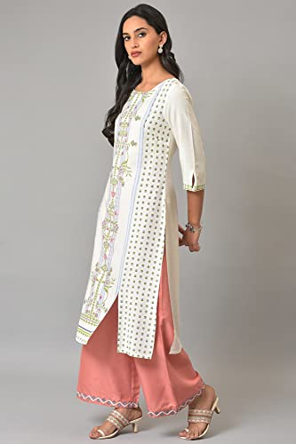W for Woman Ecru Placement Floral Printed Summer Plus Size Kurta
