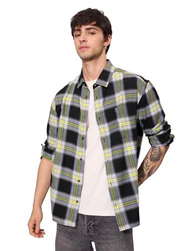 The Souled Store Plaid: Sulphura Men And Boys Long Sleeves Collared Neck Button Front Cotton Utility Shirts
