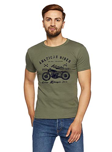 ADRO Mens Regular Fit T-Shirt (RNR-M-AME-OL-XXL_Olive Green_XX-Large)