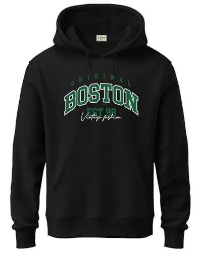ADRO Mens Cotton Neck Hooded Sweatshirt (H24-BOST-BL_Black