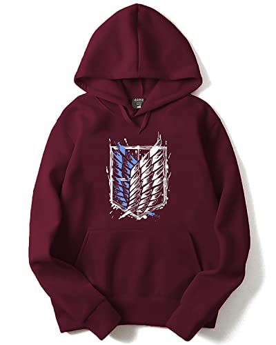 ADRO Mens Cotton Neck Hooded Sweatshirt (H22-2-WINN-MR_Maroon_XL)