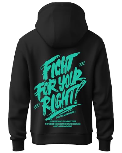 ADRO Mens Fight for Your Right Backside Printed Hoodies in Premium Cotton Fleece 340 GSM (H23-M-FGT-BL-S_Black)