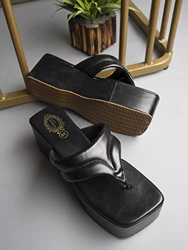 Shoetopia WomenS Block Heel Sandal/Black /Eu38 / Uk5