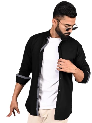 Tee Projekt Shirt for Men Cotton Spread Collar Button Down Long Sleeve Shirt Home, Regular, Home (Pack of 1)