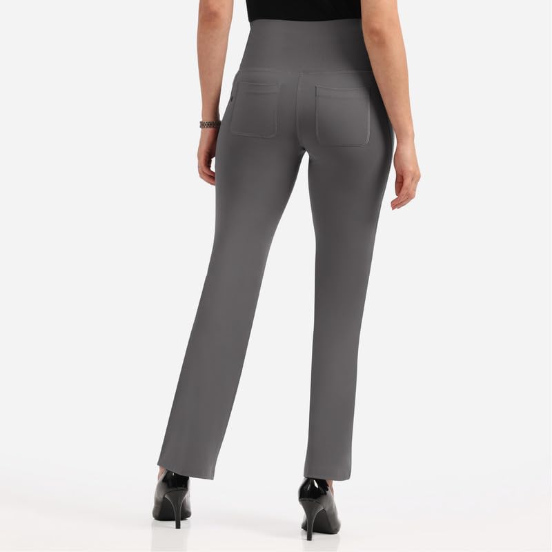 BlissClub Women The Ultimate Flare Pants with 4 Pockets - Tall | Above 5.5 | High Rise Flared Pants | Polyester, 2XL