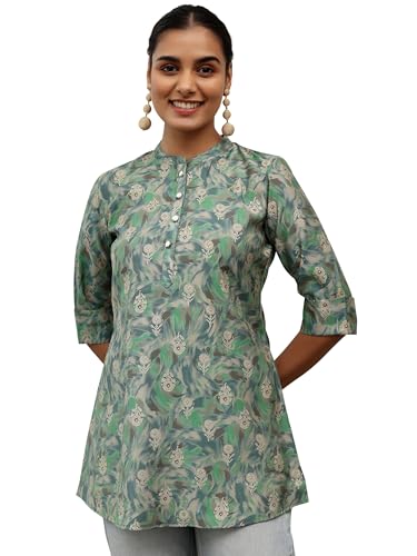 Libas WomenS Silk Blend Printed Straight Kurtis (58160O_Green