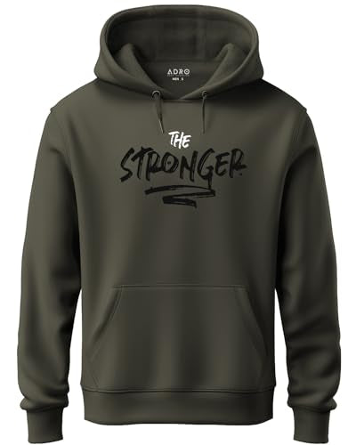 ADRO Mens Cotton Neck Hooded Sweatshirt (H21-M-SGR-OL_Olive_XL)