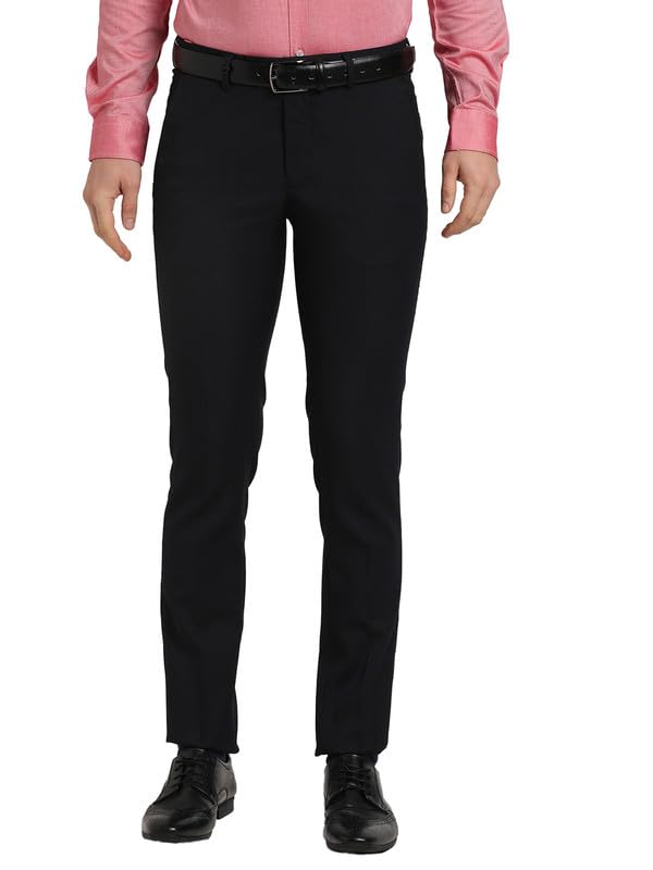 Turtle Men Pv Stretch Black Self Design Ultra Slim Fit Ceremonial Trouser