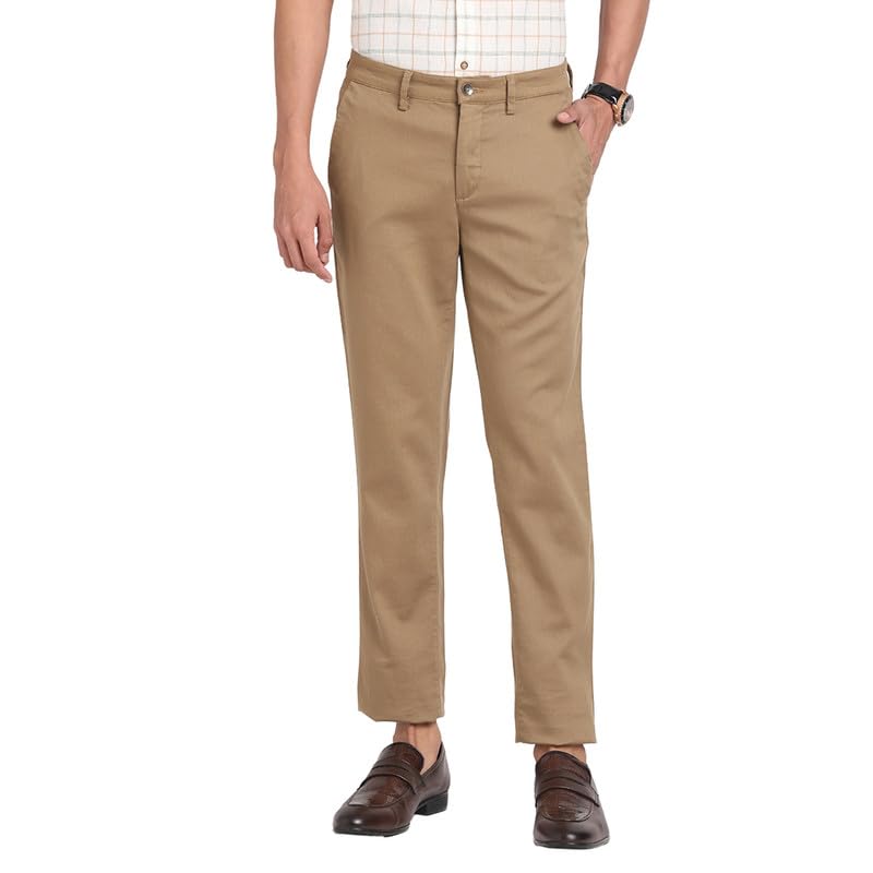 Turtle Men Cotton Stretch Khakiself Design Ultra Slim Fit Casual Trouser