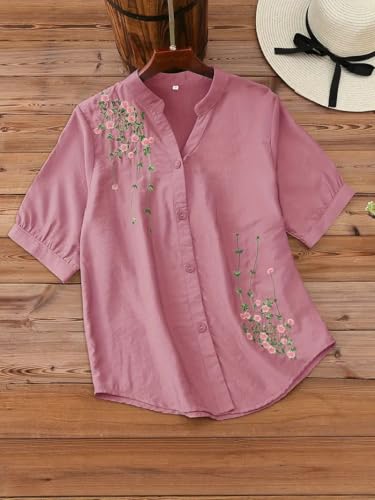 Litzo Shirts For Women Korean Style Short Sleeve Button Down | Regular Fit Western Latest Stylish Office Wear Tops Women (L-100