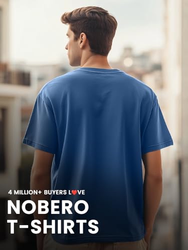 Nobero MenS Typography Regular Fit T-Shirt (1M-Twts-C0759_Marine