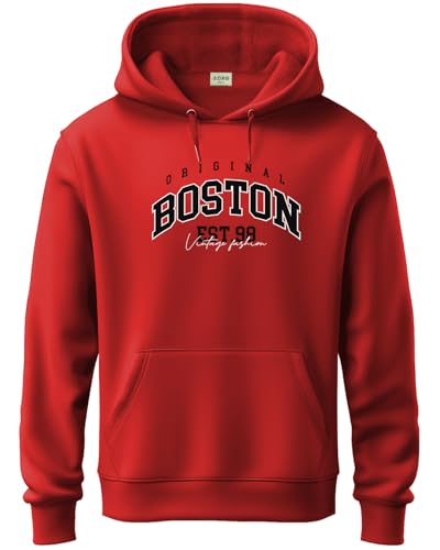 ADRO Mens Cotton Neck Hooded Sweatshirt (H24-BOST-RD-S_Red)