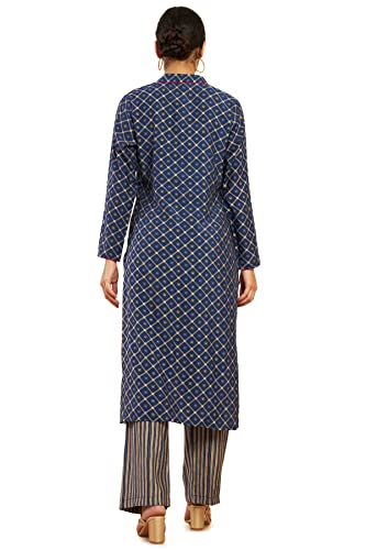 Soch Women Dark Blue Crepe Printed Salwar Suit