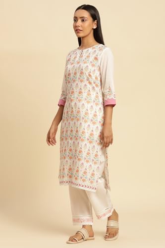 W for Woman W Women Multicolour Floral Print Cotton A-Line Kurta