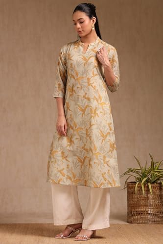 Soch WomenS Pure Cotton Floral Regular Kurta (Cws5Ku61374_Mustard
